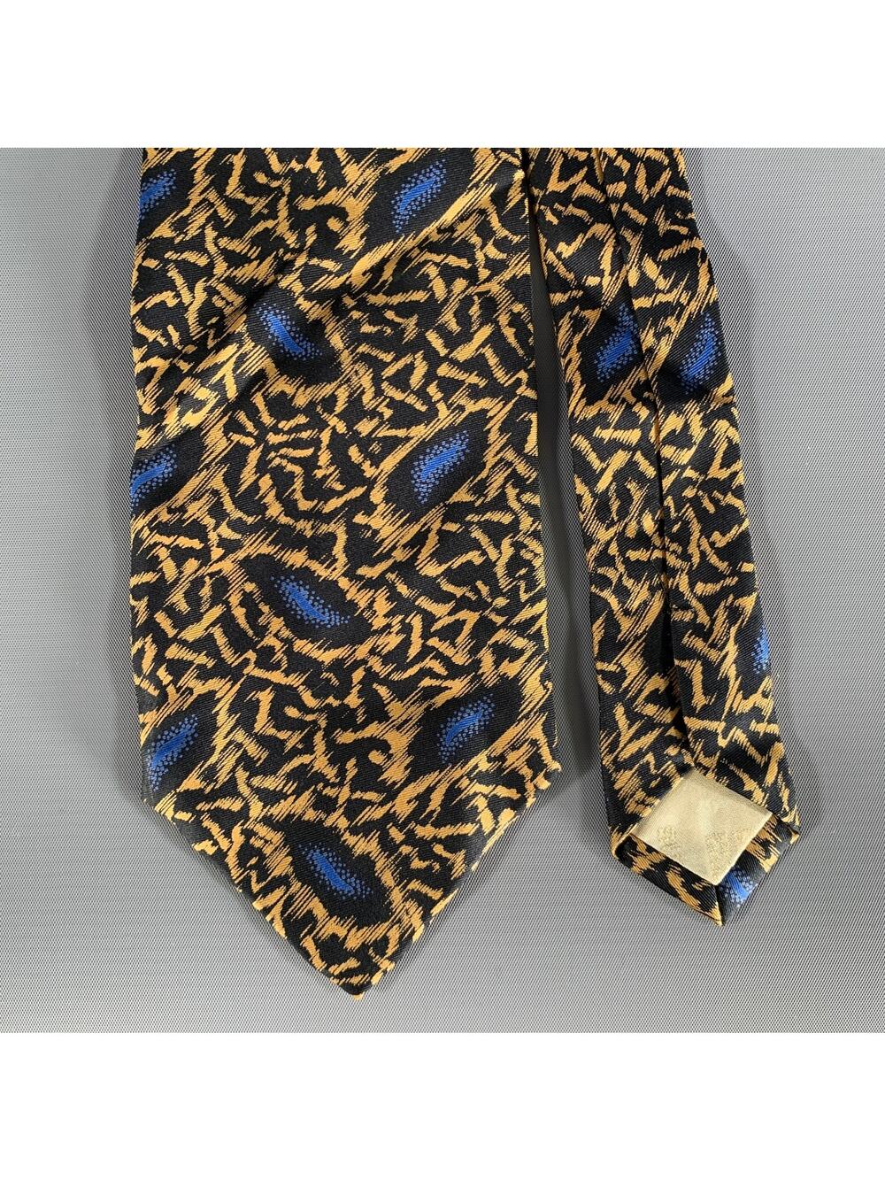 PIERRE BALMAIN Blue Mustard Geometric Silk Tie
